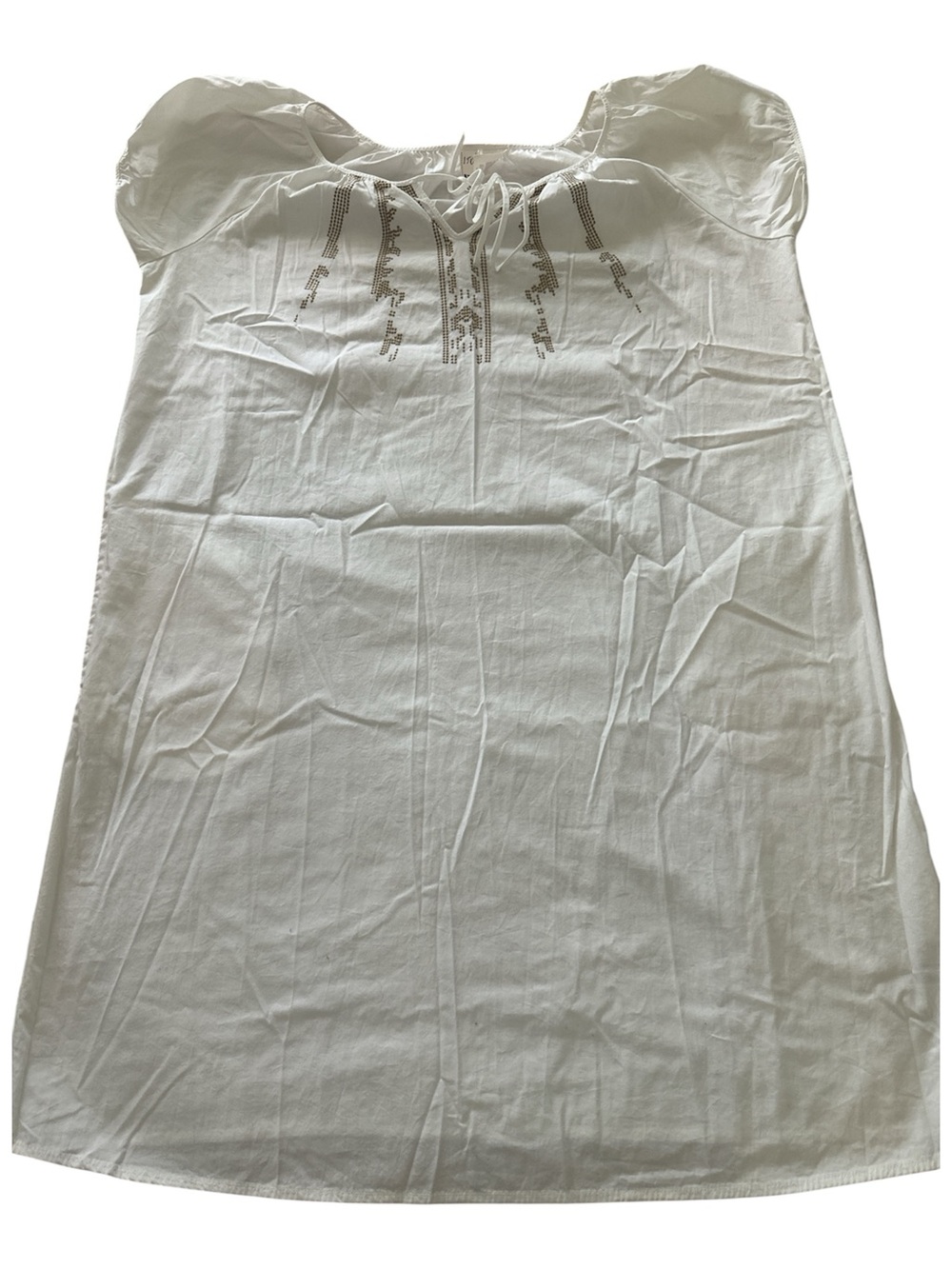 White  Route 66 White Cotton Boho Peasant Dress Size Medium - Picture 3 of 7